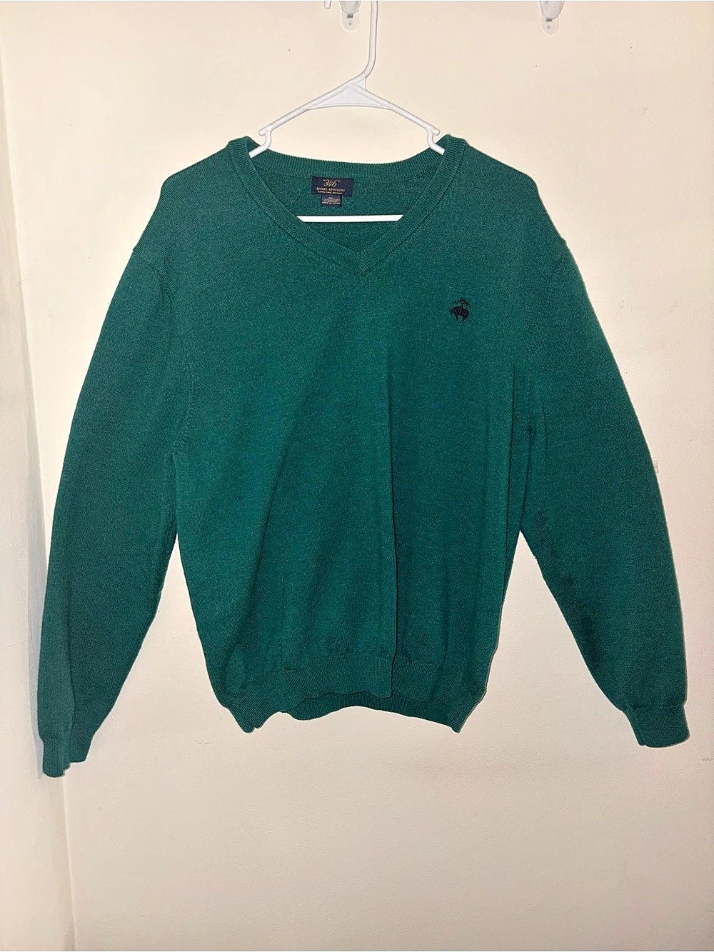 Brooks Brothers Men's Merino Wool V-Neck Sweater XL Green